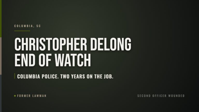 Columbia Officer Christopher DeLong Killed at a City Park; Second Officer Wounded
