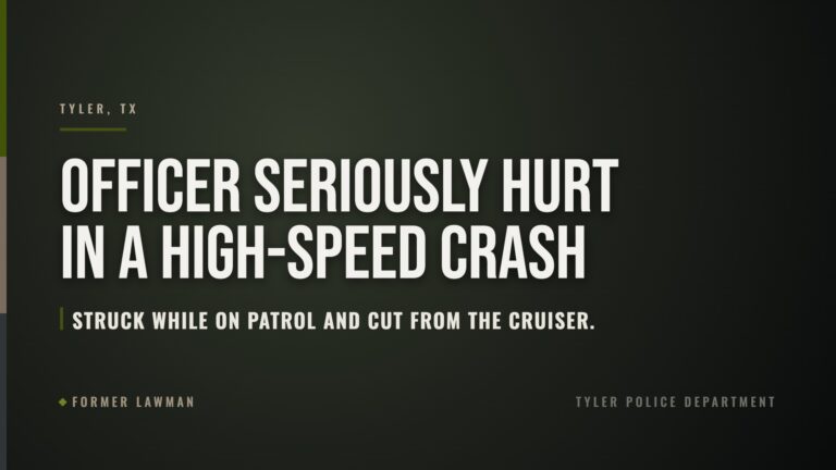 Tyler Police Officer Seriously Injured in Crash With Speeding Driver; 21-Year-Old Charged With Intoxication Assault